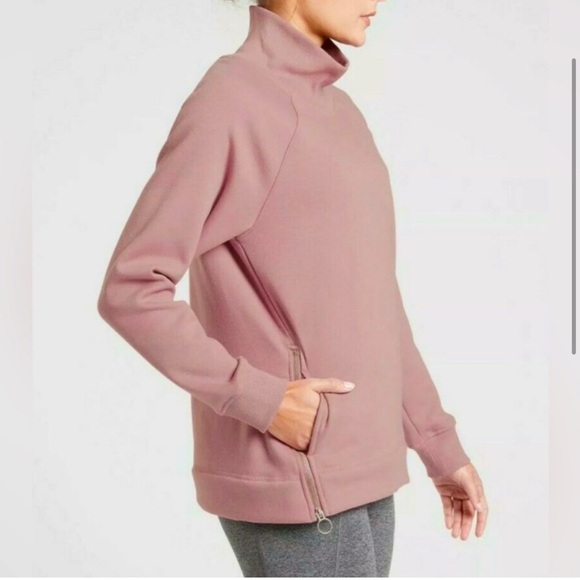 Athleta COZY KARMA SIDE ZIP FUNNEL NECK Pullover Dogwood Pink Size Medium MT - Picture 16 of 16